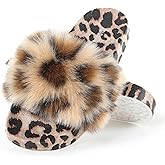 Women's Furry Slides Faux Fur Slides Fuzzy Slippers Fluffy Sandals Outdoor Indoor