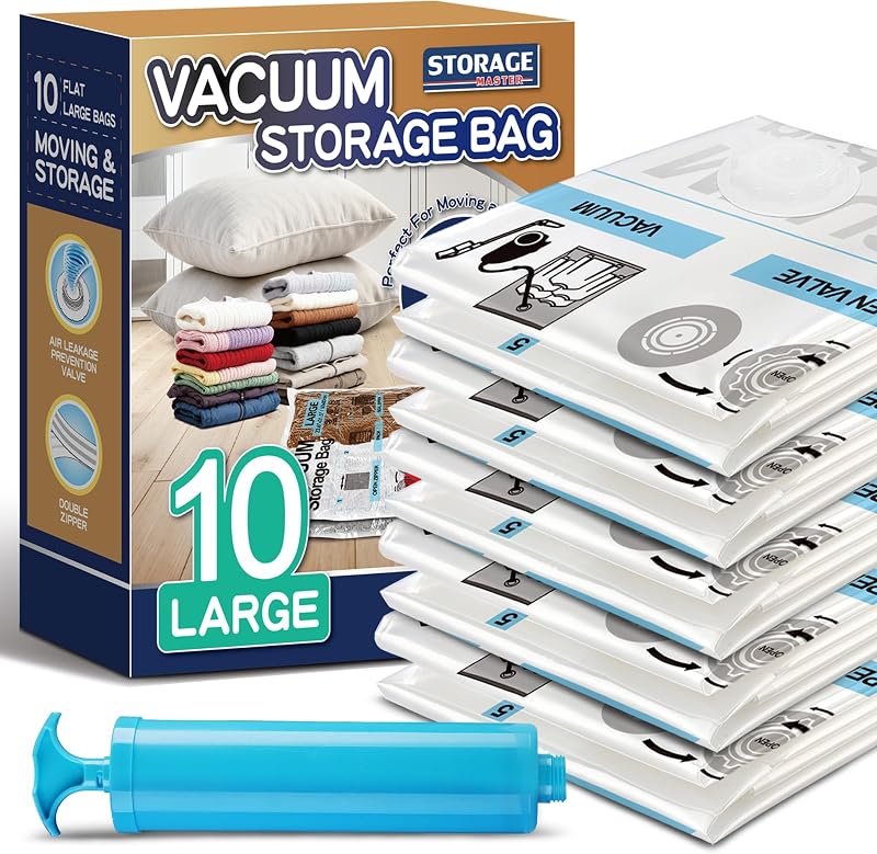 Storage Master Vacuum Storage Bags Space Saver 80% More Space With Hand Pump 10