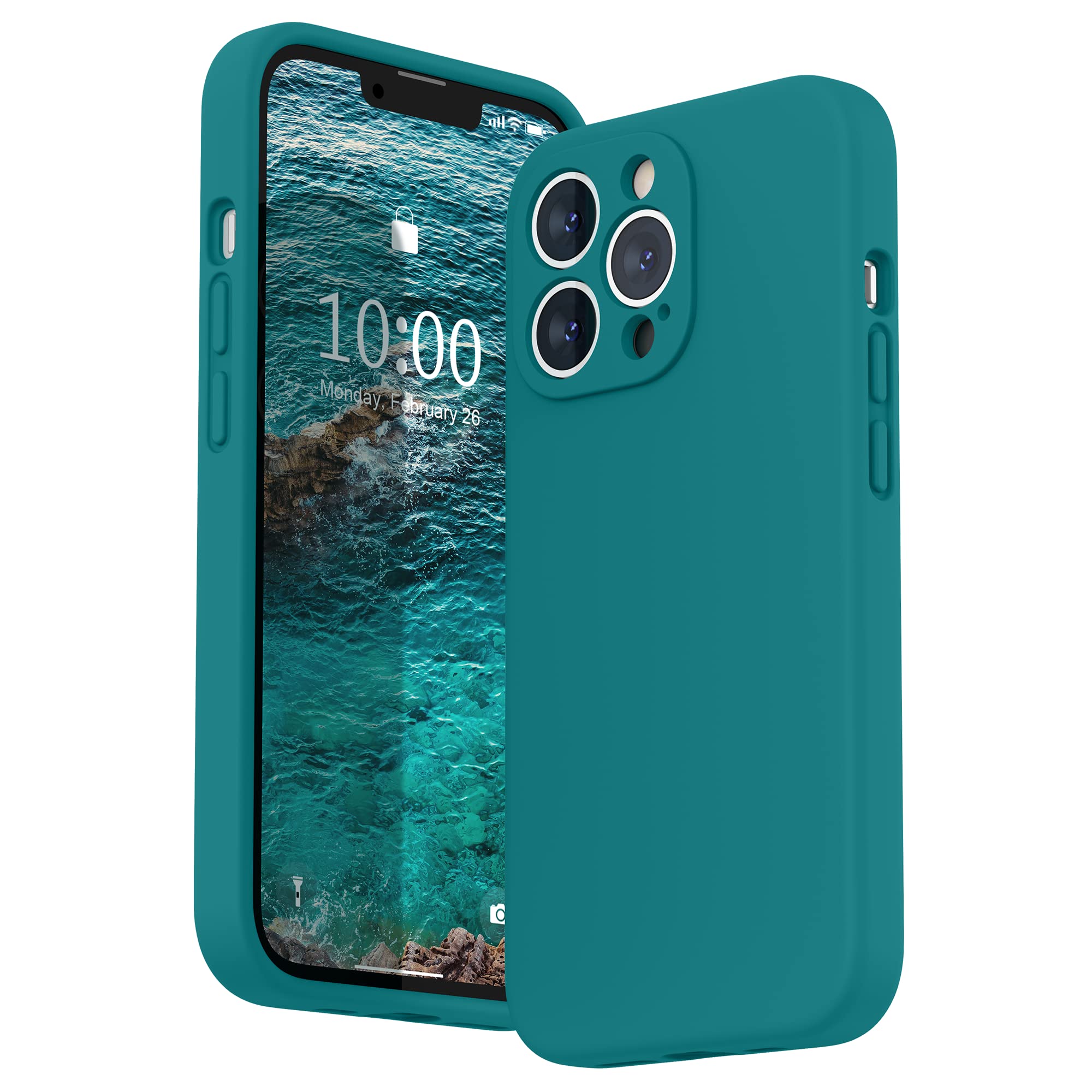 SURPHY Liquid Silicone Case for iPhone 13 Pro Case, Individual Protection for Each Lens Shockproof Rubber Full Body Thickened Design for iPhone 13 Pro 6.1 inch 2021, Teal Blue — image 1