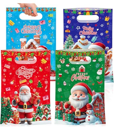 40 Pack Easter Treat Bags With Handles - 6.5x10 Inch Plastic Goodie Bags