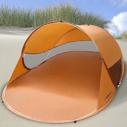 Jago Strandmuschel für 2 Personen | Pop-Up Wurfzelt, 245x145x95cm, in Sudan Brown | Campingzelt, Strandzelt, Sonnenschutz