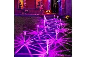 Gorrzai Halloween Solar Lights Outdoor 10 Pack Solar Pathway Lights Outdoor Halloween Decorations Waterproof Yard Lighting for Driveway Garden Walkway Path Landscape Lawn