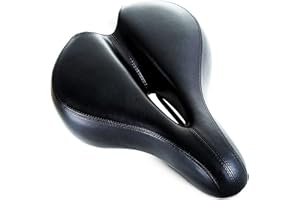 Bikeroo Comfort Saddle for Women & Men - Universal Fit Indoor & Outdoor Bicycles - Center Cutaway for Weight Distribution, Prostate Pressure Relief - Memory Foam