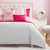 Juicy Couture Color Blocked Full/Queen Striped 5-Piece Comforter Set - Pink/White/Grey Designer Bedding Set
