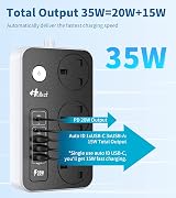 Hulker Extension Lead 8in1 3 AC Outlets 5 USB Ports 2m Cord 3250W 13A view 4