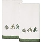 Avanti Linens - Fingertip Towels, Soft & Absorbent Cotton Velour, Holiday Bathroom Decor, Set of 2 (Christmas Trees Collection)