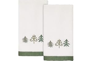 Avanti Linens - Fingertip Towels, Soft & Absorbent Cotton Velour, Holiday Bathroom Decor, Set of 2 (Christmas Trees Collection)
