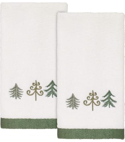 Serafina Home Christmas Guest Hand Towels - Red Reindeer Let It Snow Embroidered Farmhouse Towels - View #4