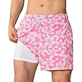 BRISIRA Mens Swim Trunks 5 inch Swim Shorts Quick Dry Stretch Bathing Suits with Compression Liner Board Shorts Pockets