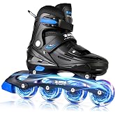 2PM SPORTS Adjustable Inline Skates for Kids, Girls, Boys, Youth and Adults | Beginner friendly; themed styles; buckle &amp; Velcro closure; light-up; soft lining; 2 non-woven bags