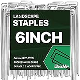 BLOSMIY 25-Pack Landscape Staples 6 inch, 11 Gauge Galvanized Lawn Staples, Sturdy Garden Stakes for Effortlessly Securing We