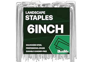 BLOSMIY Landscape Staples 6inch,11Gauge Galvanized Lawn Staples, Sturdy Garden Stakes for Effortlessly Securing Weed Barrier Fabric,Ground Stabilization, and Tackling Outdoor Yard Work