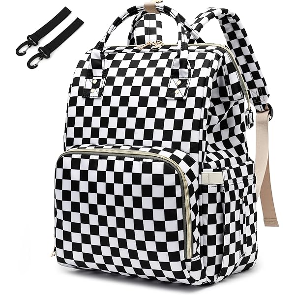 Amazon.com: MCWTH Checkered Diaper Bag Backpack Set for Baby Girls