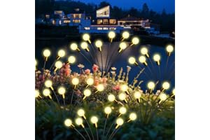 LEAKOOR Solar Firefly Lights Outdoor Waterproof - 6 Pack 48 LEDs Firefly Garden Lights Solar Outdoor with 8 Light Modes Swaying Solar Garden Lights Sway by Wind for Pathway Patio Outside(Warm White)