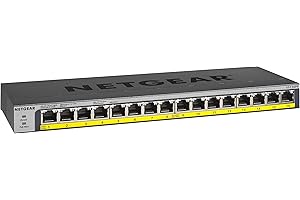 NETGEAR 16-Port Gigabit Ethernet Unmanaged PoE Switch (GS116PP) - with 16 x PoE+ @ 183W, Desktop, Wall Mount or Rackmount, and Limited Lifetime Protection