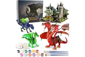 Yileqi Paint Your Own Dragons Painting Kit, Dragon Toys Arts and Crafts for Kids Age 4 5 6 7 8 9 Years Old, Dragon Party Favor Art Supplies DIY Activities Kit for Kids Birthday Gift