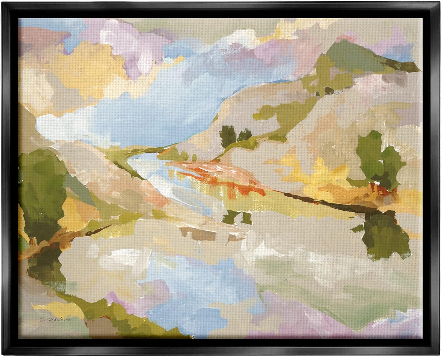 Paintings - Stupell Industries Abstract Mountain Reflection Painting Floating Framed Wall Art, Design by Trevor Copenhaver