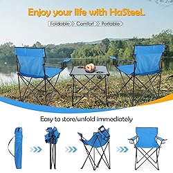 HaSteeL Folding Camping Chair Set of 3, Foldable