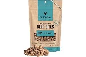Vital Essentials Beef Bites Dog Treats, 6.2 oz | Freeze-Dried Raw | Single Protein | Premium Quality High Protein Training Treats | Grain Free, Gluten Free, Filler Free