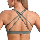 CRZ YOGA Butterbreeze Square Neck Sports Bras for Women - Strappy Thin Straps Workout Traning Padded Gym Halter Cami Top
