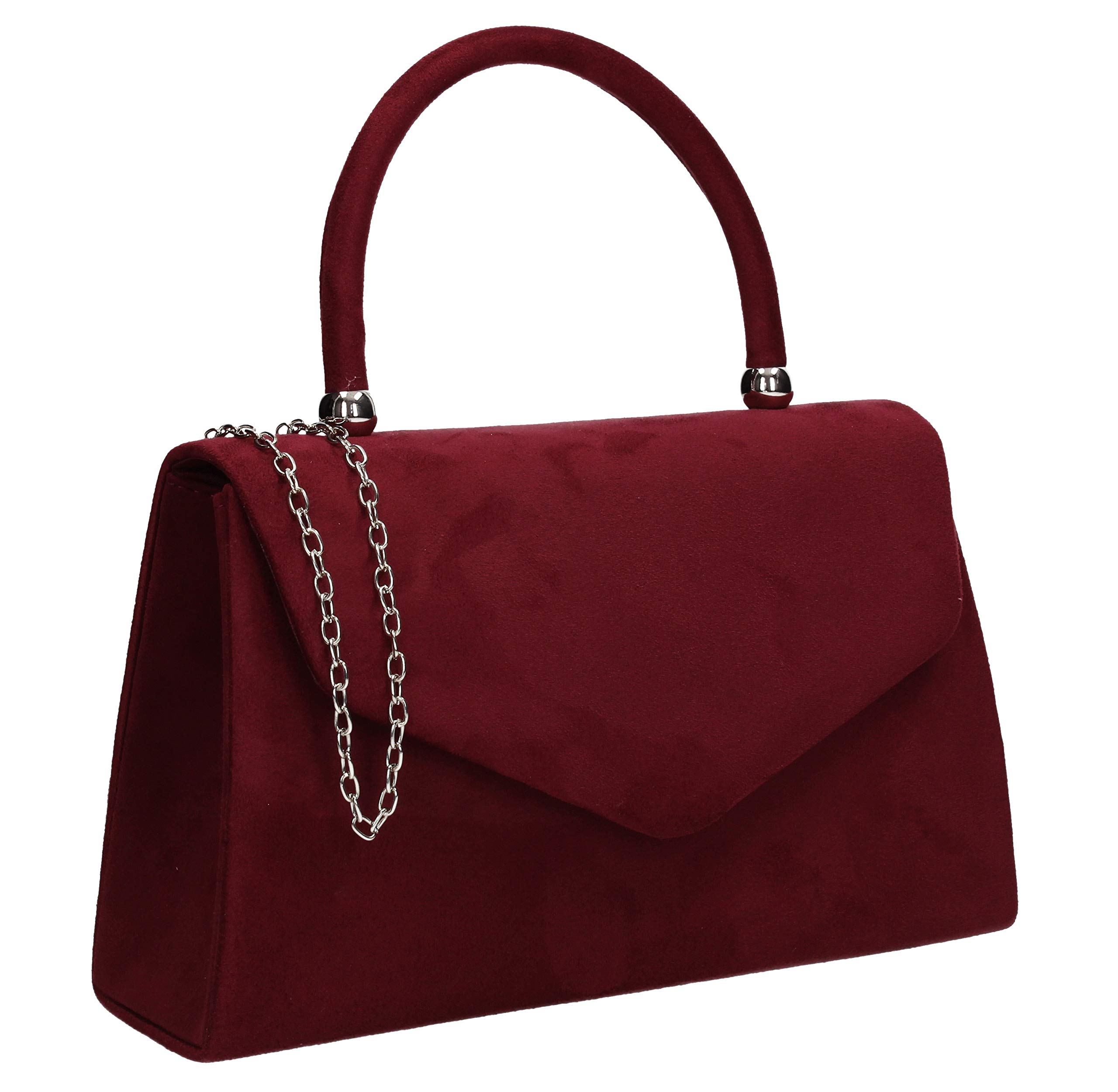 Swanky Swans Women's Kendall Suede Envelope Party Prom Clutch Bag Clutch Red (Burgundy) ,7x14x24 cm (W x H x L)