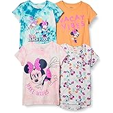 Amazon Essentials Disney | Marvel | Star Wars | Frozen | Princess Girls and Toddlers' Short-Sleeve T-Shirts, Multipacks