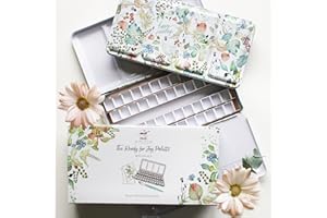 PAINTCRUSH Botanicals - Kristy Rice Collectible Artist Watercolor Palette Empty w/Paint Tray & 48 Watercolor Pans - Sturdy Empty Watercolor Palette Tin - Travel Watercolor Palette with Lid - Watercolor Tin