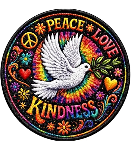 Amazon.com: Flower Peace Sign Biker Love Wood Stock Peace Applique