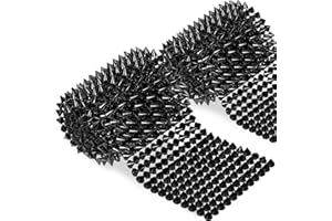 Rustark 2Pcs 2 Yards Sew Stitch On Spike Stud Set, Black Spikes Mesh Rivets Flat Back Spike Studs Pointed Spike Studs Trim Be