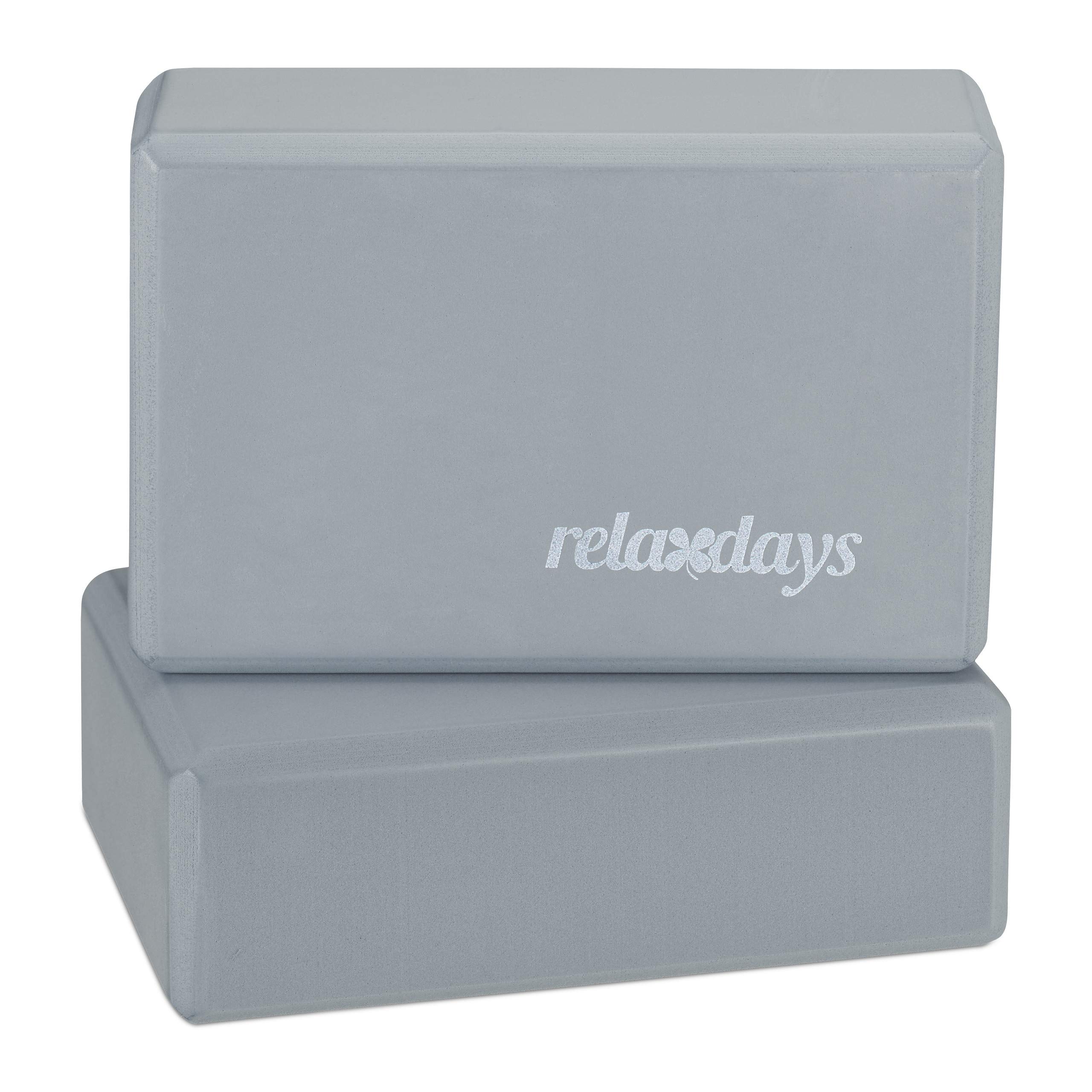 Relaxdays Set of 2 Hard Foam Blocks to Practice Yoga, Non-Slip, HWD 8x23x15 cm, Grey