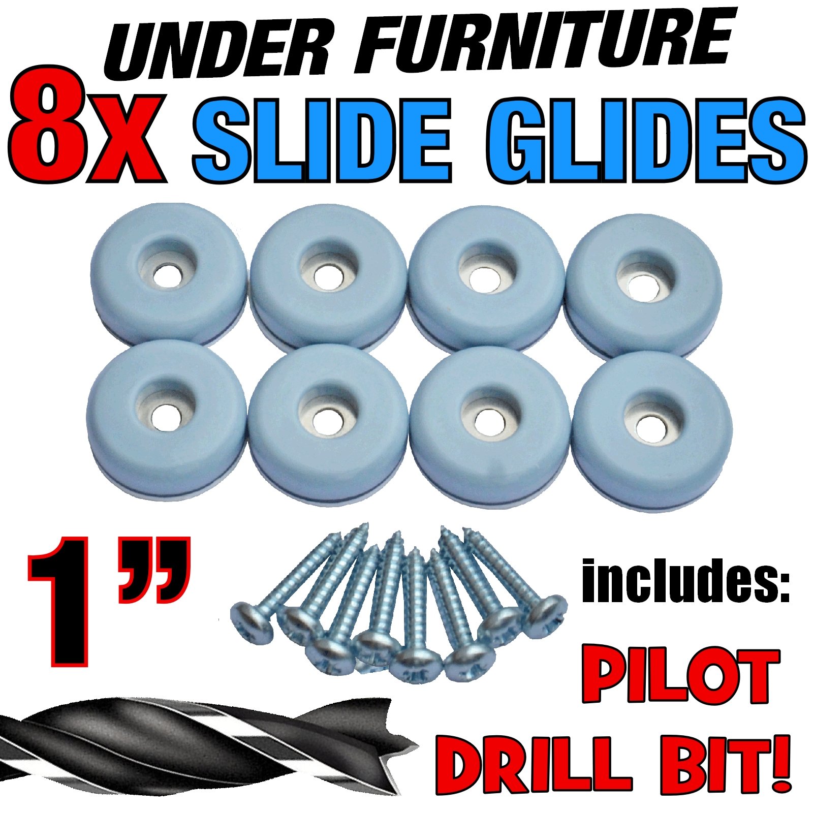 Medipaq® Slide Glides 1" (8 Pack) Move Light Furniture and Appliances
