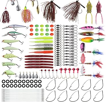 Amazon 釣りルアー ベイトタックルボックス 135ピース 釣りギアキット クランクベイト スピナーベイト スプーン ルアー ジグヘッド ワームルアー 釣りフック バス トラウト サーモン 海水淡水用 Jshanmei ルアー
