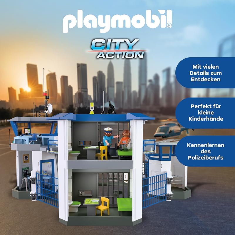 | City Action | Polizei-Kommandozentrale | Polizei-Spielzeug | Abenteuer-Spielzeug für Kinder ab 4 Jahren | Fördert Rollenspiele & Kreativität | Mit Spielfiguren & Zubehör | 71873