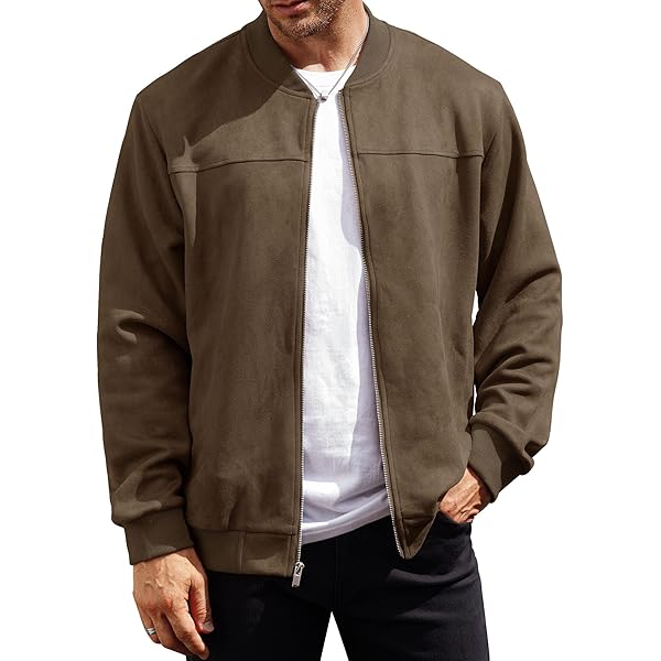 Men's Classic Retro Suede Coat Spring Fall Short Bomber Jacket