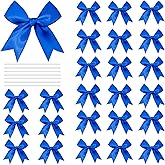 Twist Tie Bows Satin Ribbon Bow 3.3 Inch Gift Wrap Bow Craft Bows for Gift Wrapping, Party Decorations Gifts Bag DIY Treat Bags (Royal Blue, 1 Count(Pack of 50))
