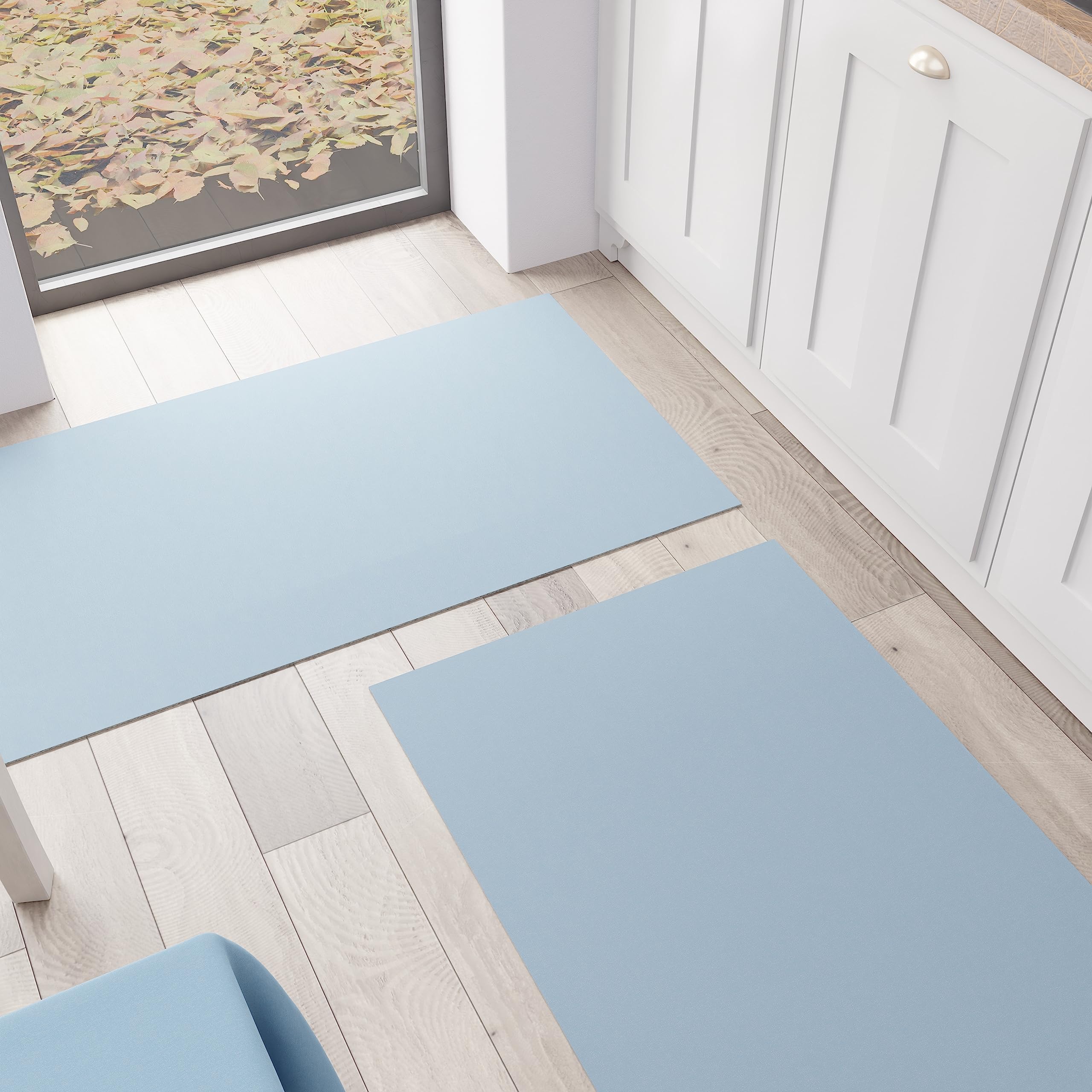 PETTI Artigiani Italiani - Kitchen Rug, Runner, Kitchen Rug, Washable, Non-Slip, Rug Runner, Kitchen Rug, Solid Colour, 52 x 340 cm, Light Blue, 100% Made in Italy