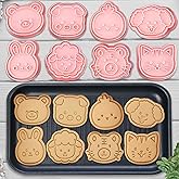 8 Mini Animal Cookie Cutters Set, 3D Raised Design Animal Embossing Stamps, Bear, Pig, Chicken, Dog, Rabbit, Sheep, Tiger, Cat, Baking Molds (Forest-4)