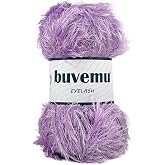 Buvemu Eyelash Fun Fur Yarn for Crochet, Knitting &amp; Crafts, Lilac | 100% Polyester, 100 g (3.53 oz), 175 yd (160 m), Ideal for Amigurumi, Graduation Leis, Bags, Rugs, Scarves &amp; Plush Toys
