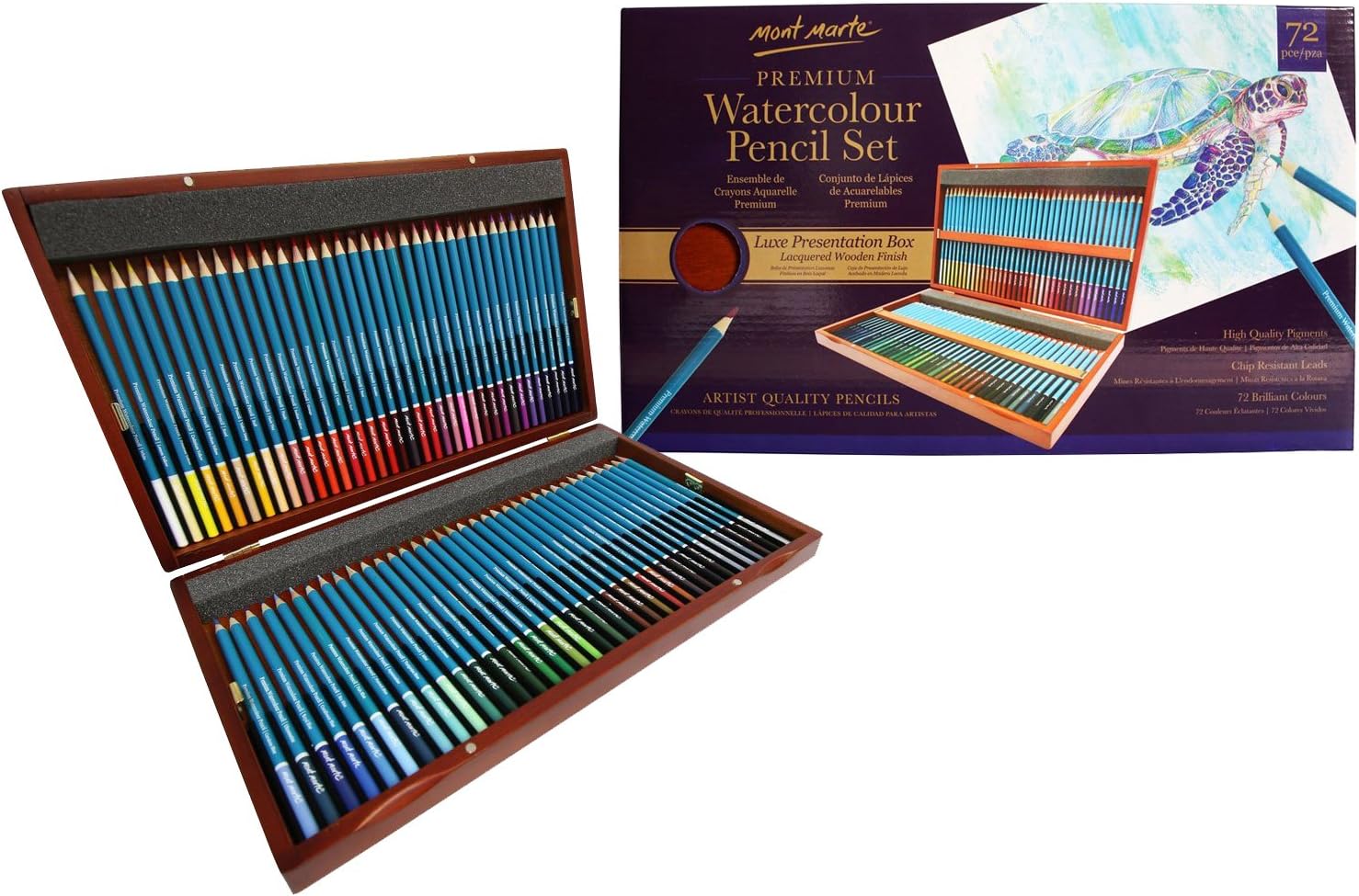 MONT MARTE Crayons Aquarellables Deluxe 72 pièces de Crayon de
