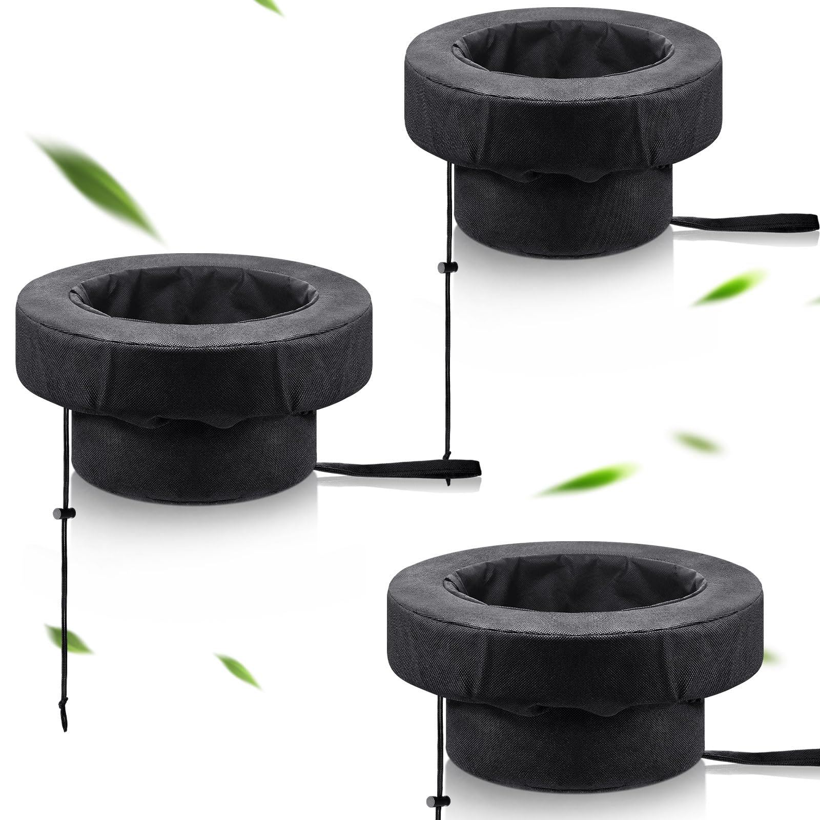 Photo 1 of Treela 3 Pcs Fabric Floating Plant Pot Small Water Garden Pond Planter Baskets Floating Soft Soil Plant Corral Black Waterproof Aquatic Flower Islands (13.7 Inch,12.5 Inch,10 Inch)
