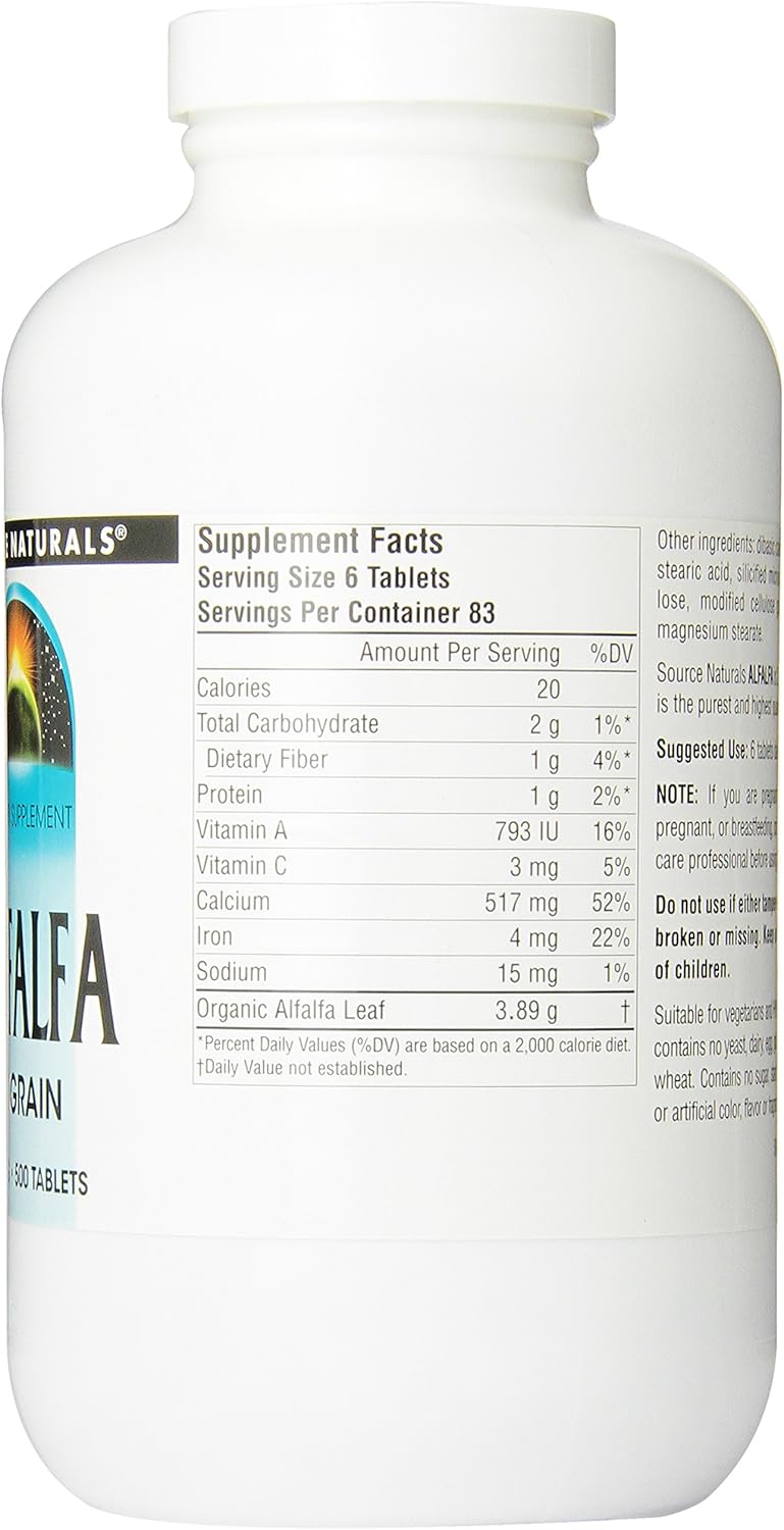 Source Naturals Alfalfa 10 Grain Dietary Supplement - 500 Tablets: Health & Personal Care