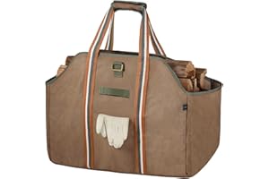 BONTHEE Firewood Carrier Bag Waxed Canvas Waterproof Extra Large Log Carrier Holder Freestanding Tote Bag for Firewood