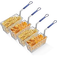 WeChef 4Pcs Deep Fryer Baskets 13" x 6" x 6" with Handle Heavy Duty Construction Commercial Fryer Basket Blue