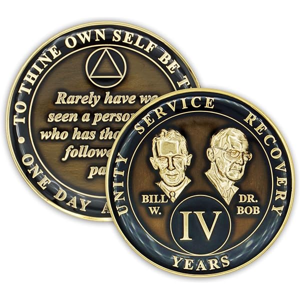 4 Jahre AA Nüchternheits-Medaille In Glitzer Aqua Türkis Mit Gold & Silber – 33 Mm, 3 Mm Dick, Mit Gelassenheitsgebet