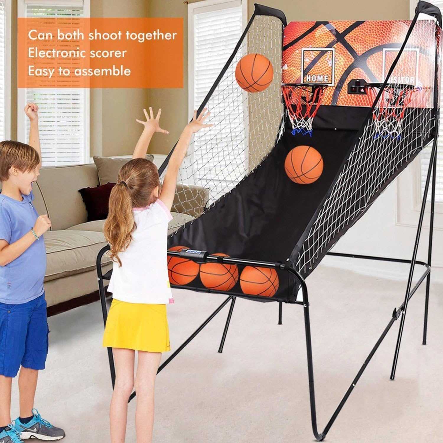 Juego de Canasta Baloncesto Electrónico Plegable + 5 Balones 1 ...