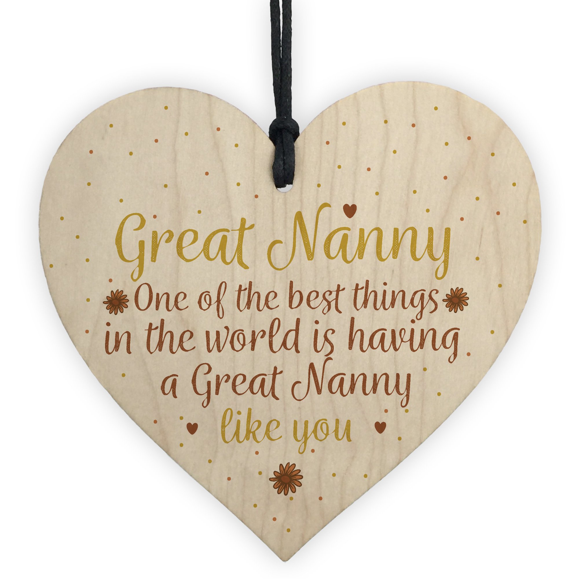 Red Ocean Great Nan Nanny Gift Hanging Wooden Heart Granparent Birthday Gift For Her Gifts For Women