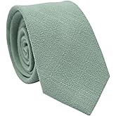 BELLUNO Men's Skinny Ties, Cotton Linen Blend 2.5 inch Solid Neckties