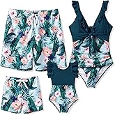 PATPAT Family Matching Swimwear Set: Floral Print Sleeveless Ruffled One Piece Bathing Suits