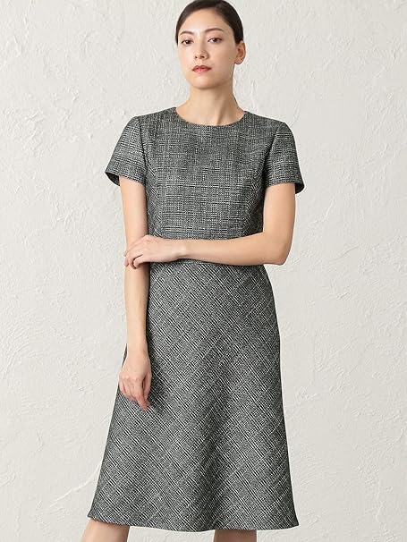 Amazon エポカ Epoca レディース ワンピース チェックツイード 40 黒 コート ジャケット 通販