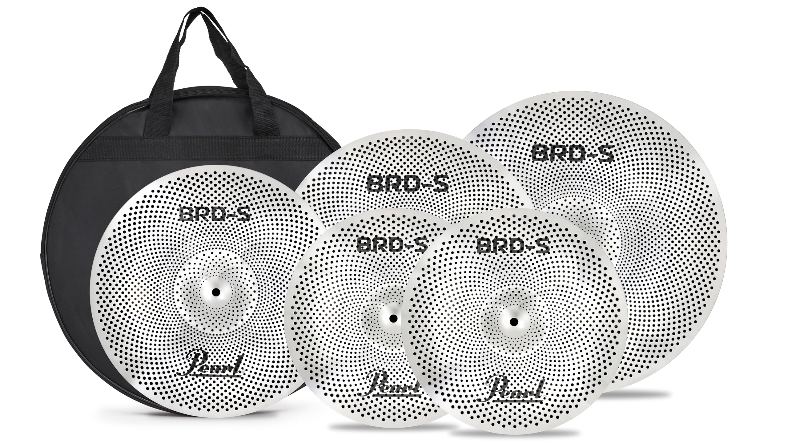 Pearl BRDS Metal Alloy Low-Volume 4-piece Cymbal Pack – 14″ Hi-hats, 16″ and 18″ Crash, 20″ Ride w/Bag